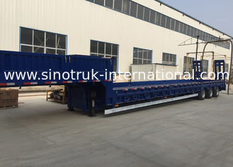 Blue Color Hydraulic Flat Bed Semi Trailer Truck 3 Axles 80t Normal Suspension