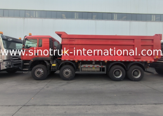 Sinotruk Howo camion de décharge à bascule Tx 400hp Euro 2 8 × 4 Lhd Boîte de chargement en forme de U rouge
