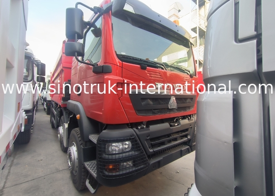 Sinotruk Howo camion de décharge à bascule Tx 400hp Euro 2 8 × 4 Lhd Boîte de chargement en forme de U rouge