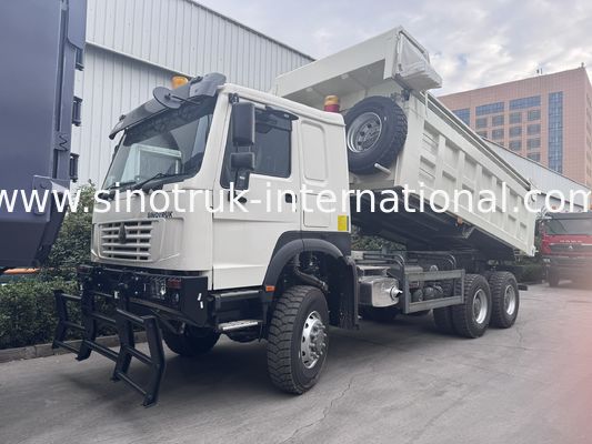 SINOTRUK 371HP 6 × 6 RHD HOWO Dump Truck Blanc 19-20CBM Levé avant entièrement entraîné, avec bâche, modèle populaire au Guyana