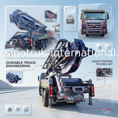 Maîtrise de la hauteur HOWO 380HP Smart Pump Trucks 52m Boom 6x4 Traction pour un versement vertical inégalé