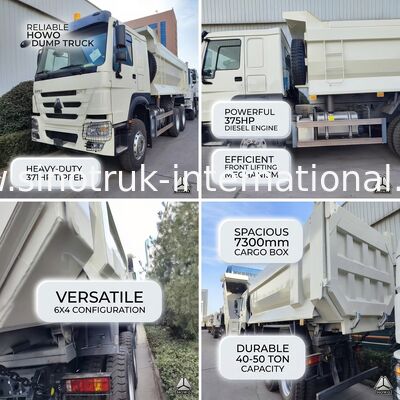 Durable HOWO 6×4 371HP 20CBM camion de décharge blanc avec un corps en acier de haute résistance pour le travail lourd