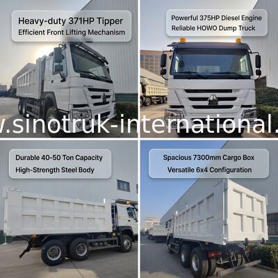 SINOTRUK HOWO 371HP Camion-déchargeur à bascule lourd avec 10 roues et boîte de chargement rectangulaire