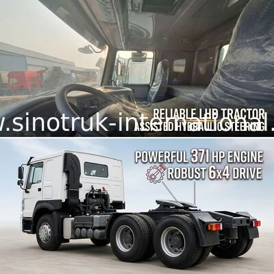 HOWO A7 Camion tracteur d'occasion LHD 6X4 Euro 2 371 ch avec direction hydraulique assistée