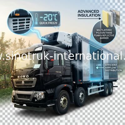Camion de livraison d'aliments surgelés de HOWO T5G LHD 8×4 consommation basse d'énergie de 40 tonnes