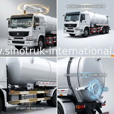 Bas camion 6X4 Euro2 336HP de pompe à vide d'équipement de nettoyage d'égout de consommation de carburant