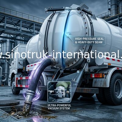 camion 6×4 de vide d'égout de 19CBM LHD 336HP pour l'aspiration chimique de sédiment de réservoir d'eaux d'égout d'huile