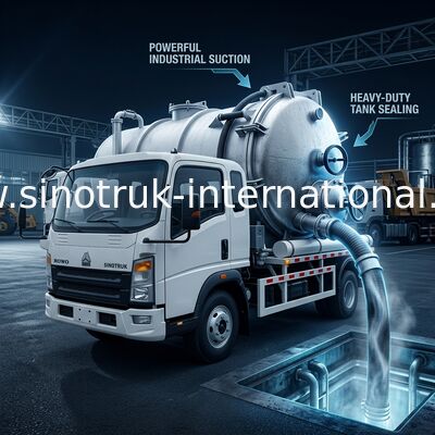 4*2 Conduisez le camion HOWO pour l'aspiration des eaux usées: réservoir de 6 m3, 160 chevaux, pneus 8.00R20, camion léger pour les eaux usées, véhicule d'assainissement efficace