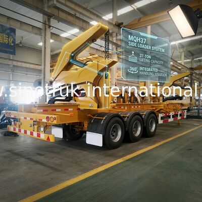 Remorque de camion de conteneur de chargement d'individu d'axe de la grue montée par camion 3 du jaune 40ft