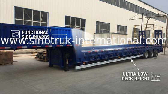 De couleur bleue de couche horizontale suspension hydraulique de normale des axes 80t du camion de remorque semi 3