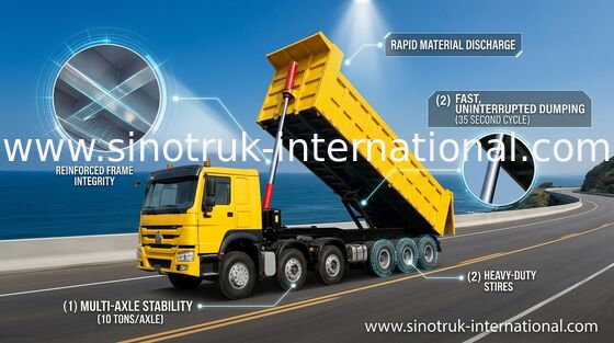 3 axes inclinant semi le camion de remorque pour le mien et la construction 60-80 tonnes