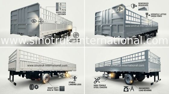 De Dropside camion de remorque à grande vitesse semi pour les axes logistiques de l'industrie 3