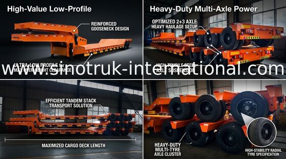 De lit plat camion de remorque hydraulique semi pour la construction chargeant 80 tonnes 17m