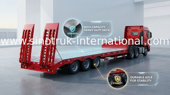 Bas de lit axes du camion de remorque semi 3 80 tonnes 17m pour la machine de chargement de construction