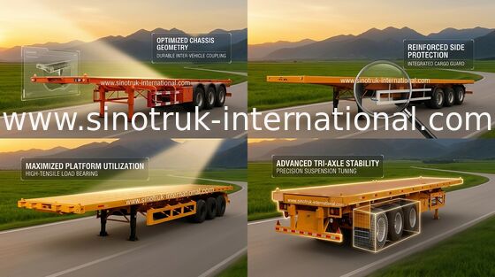 De lit plat axes du camion de remorque semi 3 50Tons 13m pour le chargement de récipient