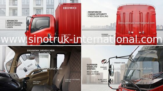 SINOTRUK HOWO 16 tonnes de camions de faible puissance LHD 140HP, Box Van Truck ZZ1167G3815C1