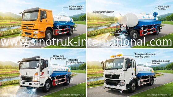 Camion 8-12CBM de l'eau de construction de rendement élevé avec 360 degrés de rotation
