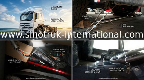 Long camion de tracteur de la tonne HOWO de la cabine 70 pour le chantier de construction