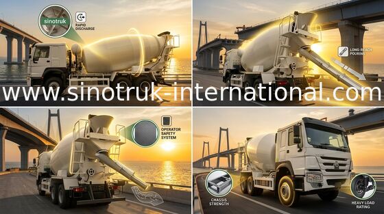 Camion malaxeur à béton HOWO SINOTRUK 10M3 371CV 6X4 LHD Stable et efficace