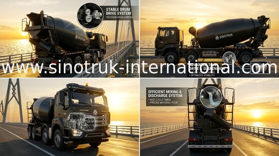 Nouveau HOWO HOHAN SINOTRUK Camion à béton noir 10CBM 380HP 8X4 RHD