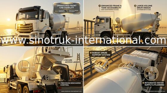 L'usine de mélangeur de béton Sinotruk Howo N7 6-10CBM 6 X 4 Euro 2