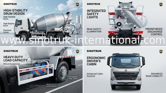 Mélangeur concret monté par camion de mélange concret ZZ5257GJBM3647N1 d'équipement