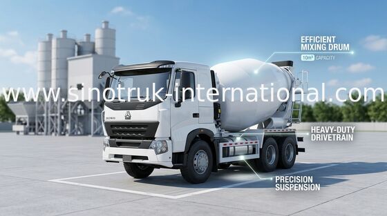 camion 9CBM, mélangeur résistant à l'usure de mélangeur concret de 336HP 6X4 LHD A7 de camion de ciment de réservoir