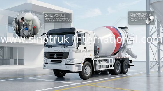 Camion concret 10CBM 371HP 6X4 LHD de mélangeur de ciment de ZZ5257GJBN3841W