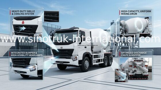 Camion concret 10CBM 371HP 6X4 LHD de pompe de l'équipement A7 de mélangeur concret