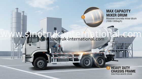 camion Euro2 290HP 6X4 RHD ZZ5255GJBM3846B1 de mélangeur concret de 10CBM SINOTRUK HOHAN