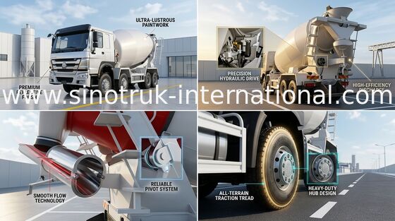 Camion 16CBM 371HP 8X4 LHD ZZ1317N3667A de mélangeur concret de SINOTRUK HOWO
