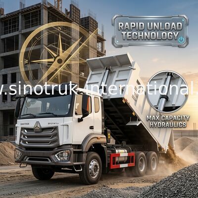 2 passagers Sinotruk Hohan déchargeur de déchargeur Weichai Moteur 6 × 4 LHD 380HP avec transmission manuelle