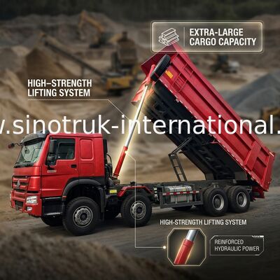 HOWO 12 roues Sinotruk 8X4 camion de décharge 400hp pour l'exploitation minière LHD U type conteneur