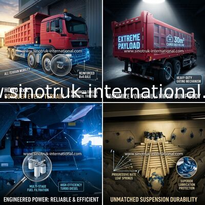 Sinotruk Howo camion de décharge à bascule Tx 400hp Euro 2 8 × 4 Lhd 12 roues rouge