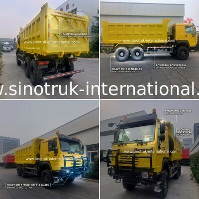 Sinotruk Howo camion de décharge à bascule 6 × 6 à traction intégrale avec 14.00R20 pneumatique unique 380 ch