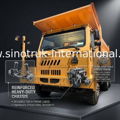 Sinotruk Howo Mining Tipper Dump Truck 90Tons 6 × 4 Corps de chargement en acier à haute résistance