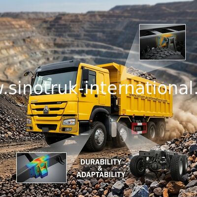 Jaune de extraction du × 4 RHD des roues 400Hp 8 de Sinotruk Howo Tipper Dump Truck 12