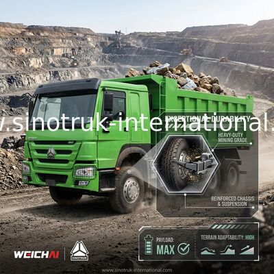 Sinotruk Howo dépoussiéreur à bascule Weichai 400hp 6 × 4 Lhd Levé vert moyen