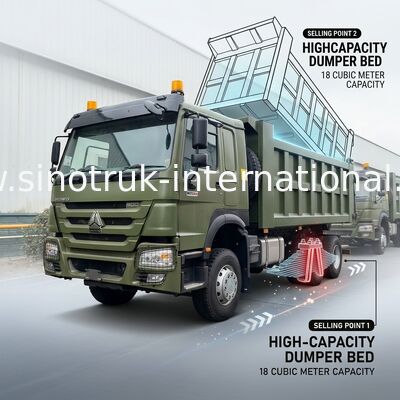 RHD 6×4 10 roues ZZ3257V3847B1R 400 chevaux vert HOWO camion à bascule haute puissance