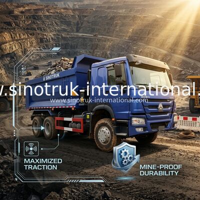 Full Drive Faible consommation de carburant 380 chevaux bleu HOWO camion à bascule RHD 6 × 6 10 roues