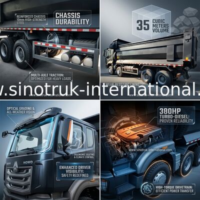 RHD 8×4 12 roues HOWO camion à bascule 380HP