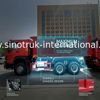 SINOTRUK HOWO Tipper Dump Truck RHD 6×4 336HP dans la couleur rouge