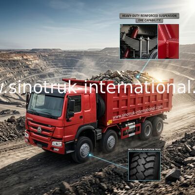 Roues rouges du camion à benne basculante de SINOTRUK HOWO 8X4 400hp 12