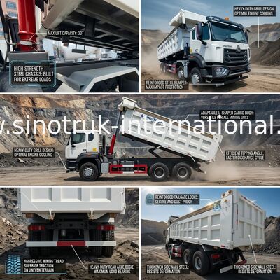 Roues HOWO blanc Tipper Dump Truck High Horsepower 371HP de LHD 8×4 12