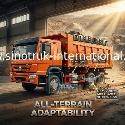 Sinotruk Howo dépoussiéreur à bascule Weichai 380hp 6 × 4 5200 - 5800 mm Pour l'exportation