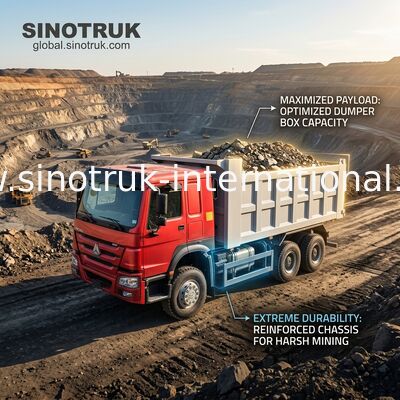 Sinotruk Howo camion de décharge à bascule 400hp 6 × 4 20CBM Cylindre hydraulique de levage avant