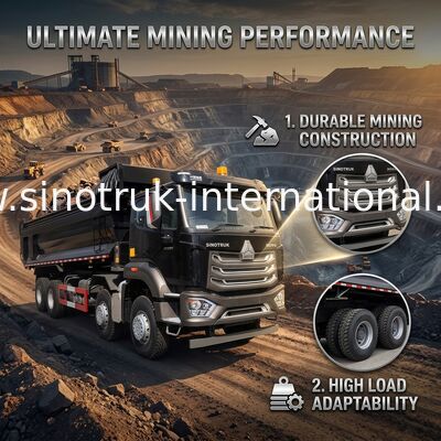 Noir Tipper Dump Truck For Construction de SINOTRUK HOHAN 8×4