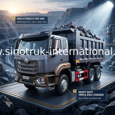 Sinotruk Nouveau camion de décharge à bascule Howo 6 × 4 10 roues 380 ch pour l'exportation