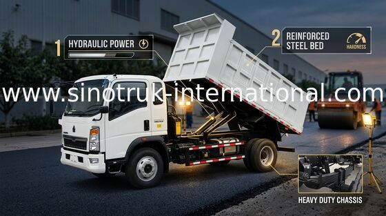 Camions à benne basculante légers Sinotruk Howo 4×2 Rhd 8 tonnes 116hp