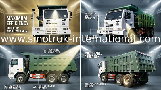 Camion à benne basculante résistant de verseur LHD avec la cabine squelettique de haute résistance unilatérale